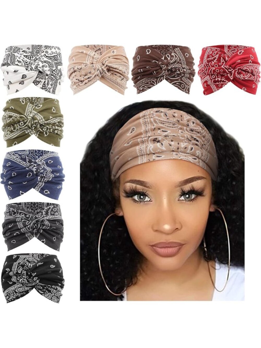 Extra Wide No-Slip Turban Headbands for Women | Boho Elastic Hair Accessories